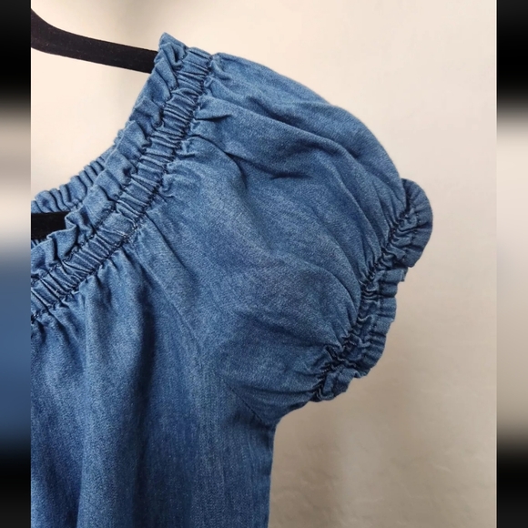 NWT Speed Limit Denim Lightweight Drawstring Ruffle Sleeve Casual Dress Size M - Picture 4 of 10